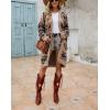 imagechouyatou Womens Western Aztec Print Open Front Long Cardigan Sweaters with PocketsKhaki