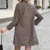 imagechouyatou Womens Winter A Line Notch Lapel Wool Blazer Jacket Coat Plaid Double Breasted Work PeacoatBrown