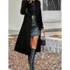 imagechouyatou Womens Winter Double Breasted Wool Coat Business Casual Long Sleeve Midi Long Winter Pea CoatBlack
