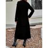 imagechouyatou Womens Winter Double Breasted Wool Coat Business Casual Long Sleeve Midi Long Winter Pea CoatBlack