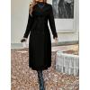 imagechouyatou Womens Winter Double Breasted Wool Coat Business Casual Long Sleeve Midi Long Winter Pea CoatBlack