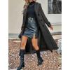 imagechouyatou Womens Winter Double Breasted Wool Coat Business Casual Long Sleeve Midi Long Winter Pea CoatDark Grey