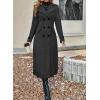 imagechouyatou Womens Winter Double Breasted Wool Coat Business Casual Long Sleeve Midi Long Winter Pea CoatDark Grey