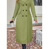 imagechouyatou Womens Winter Double Breasted Wool Coat Business Casual Long Sleeve Midi Long Winter Pea CoatGreen