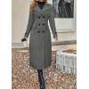 imagechouyatou Womens Winter Double Breasted Wool Coat Business Casual Long Sleeve Midi Long Winter Pea CoatGrey