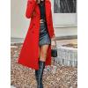 imagechouyatou Womens Winter Double Breasted Wool Coat Business Casual Long Sleeve Midi Long Winter Pea CoatRed