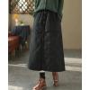 imagechouyatou Womens Winter Elastic Waist Padded ALine Quilted Midi Long Puffer Insulated Skirt with PocketBlack