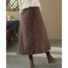 imagechouyatou Womens Winter Elastic Waist Padded ALine Quilted Midi Long Puffer Insulated Skirt with PocketDark Brown