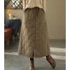 imagechouyatou Womens Winter Elastic Waist Padded ALine Quilted Midi Long Puffer Insulated Skirt with PocketLight Brown