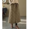 imagechouyatou Womens Winter Elastic Waist Padded ALine Quilted Midi Long Puffer Insulated Skirt with PocketLight Brown