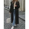 imagechouyatou Womens Winter Elegant Shawl Collar Wool Coat Open Front Business Casual Long Pea Coat OvercoatBlack