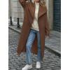 imagechouyatou Womens Winter Elegant Shawl Collar Wool Coat Open Front Business Casual Long Pea Coat OvercoatCoffee