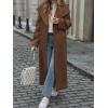 imagechouyatou Womens Winter Elegant Shawl Collar Wool Coat Open Front Business Casual Long Pea Coat OvercoatCoffee