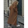 imagechouyatou Womens Winter Elegant Shawl Collar Wool Coat Open Front Business Casual Long Pea Coat OvercoatCoffee