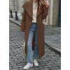 imagechouyatou Womens Winter Elegant Shawl Collar Wool Coat Open Front Business Casual Long Pea Coat OvercoatCoffee