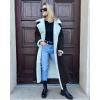imagechouyatou Womens Winter Faux Suede Leather Long Trench Coat Notch Lapel Sherpa Lined Fleece OvercoatBlack