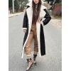 imagechouyatou Womens Winter Faux Suede Leather Long Trench Coat Notch Lapel Sherpa Lined Fleece OvercoatBlack
