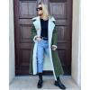 imagechouyatou Womens Winter Faux Suede Leather Long Trench Coat Notch Lapel Sherpa Lined Fleece OvercoatDark Green