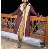 imagechouyatou Womens Winter Faux Suede Leather Long Trench Coat Notch Lapel Sherpa Lined Fleece OvercoatDark Red