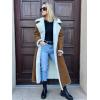 imagechouyatou Womens Winter Faux Suede Leather Long Trench Coat Notch Lapel Sherpa Lined Fleece OvercoatLight Brown