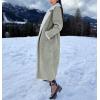 imagechouyatou Womens Winter Faux Suede Leather Long Trench Coat Notch Lapel Sherpa Lined Fleece OvercoatLight Green