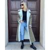 imagechouyatou Womens Winter Faux Suede Leather Long Trench Coat Notch Lapel Sherpa Lined Fleece OvercoatLight Green