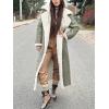 imagechouyatou Womens Winter Faux Suede Leather Long Trench Coat Notch Lapel Sherpa Lined Fleece OvercoatLight Green