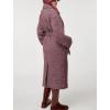 imagechouyatou Womens Winter Herringbone Single Breasted Wool Coat Long Lantern Sleeve Belted Midi Long Trench CoatPurple