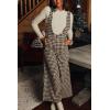 imagechouyatou Womens Winter Houndstooth Tweed Overall Pants Wide Leg Sleeveless Bib Jumpsuits with PocketsBlack