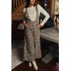 imagechouyatou Womens Winter Houndstooth Tweed Overall Pants Wide Leg Sleeveless Bib Jumpsuits with PocketsBlack
