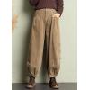 imagechouyatou Womens Winter Loose Baggy Sherpa Lined Corduroy Pants Elastic High Waisted Wide Leg TrouserBrown
