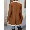imagechouyatou Womens Winter Notch Lapel Double Breasted Peacoat Sherpa Fleece Lined Faux Suede Jacket CoatBrown
