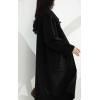 imagechouyatou Womens Winter Single Breasted Wool Trench Coat Business Casual Lapel Collar Midi Long OvercoatBlack