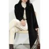 imagechouyatou Womens Winter Single Breasted Wool Trench Coat Business Casual Lapel Collar Midi Long OvercoatBlack