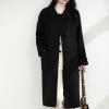 imagechouyatou Womens Winter Single Breasted Wool Trench Coat Business Casual Lapel Collar Midi Long OvercoatBlack