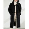 imagechouyatou Womens Winter Single Breasted Wool Trench Coat Business Casual Lapel Collar Midi Long OvercoatBlack