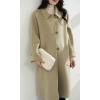 imagechouyatou Womens Winter Single Breasted Wool Trench Coat Business Casual Lapel Collar Midi Long OvercoatLight Green