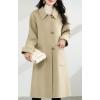 imagechouyatou Womens Winter Single Breasted Wool Trench Coat Business Casual Lapel Collar Midi Long OvercoatLight Green