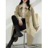 imagechouyatou Womens Winter Single Breasted Wool Trench Coat Business Casual Lapel Collar Midi Long OvercoatLight Green