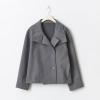 imagechouyatou Womens Winter Stand Collar Crop Wool Coat Single Breasted Short Blazer Jacket Coat OuterwearGrey