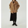 imagechouyatou Womens Winter Stand Collar Wool Trench Coat Single Breasted Blazer Jacket Coat Loose OuterwearBrown