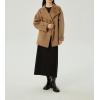 imagechouyatou Womens Winter Stand Collar Wool Trench Coat Single Breasted Blazer Jacket Coat Loose OuterwearBrown