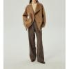 imagechouyatou Womens Winter Stand Collar Wool Trench Coat Single Breasted Blazer Jacket Coat Loose OuterwearBrown
