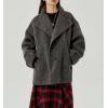 imagechouyatou Womens Winter Stand Collar Wool Trench Coat Single Breasted Blazer Jacket Coat Loose OuterwearGrey
