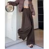 imagechouyatou Womens Winter Wool Wide Leg Palazzo Pants High Waisted Wool Blend Baggy Trousers CulottesCoffee