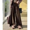 imagechouyatou Womens Winter Wool Wide Leg Palazzo Pants High Waisted Wool Blend Baggy Trousers CulottesCoffee