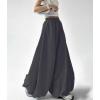 imagechouyatou Womens Y2k Baggy Parachute Pants Wide Leg Bubble Hem Pants Puffy Balloon CulottesBlack