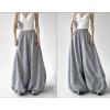 imagechouyatou Womens Y2k Baggy Parachute Pants Wide Leg Bubble Hem Pants Puffy Balloon CulottesGray
