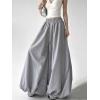 imagechouyatou Womens Y2k Baggy Parachute Pants Wide Leg Bubble Hem Pants Puffy Balloon CulottesGray