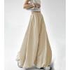 imagechouyatou Womens Y2k Baggy Parachute Pants Wide Leg Bubble Hem Pants Puffy Balloon CulottesKhaki